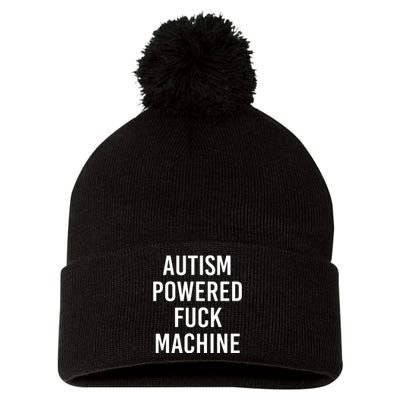 Autism Powered Fuck Machine Funny Saying Pom Pom 12in Knit Beanie