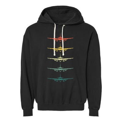 Airplane Pilot Flying Plane Vintage Aviation Graphic Pilots Garment-Dyed Fleece Hoodie