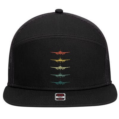 Airplane Pilot Flying Plane Vintage Aviation Graphic Pilots 7 Panel Mesh Trucker Snapback Hat