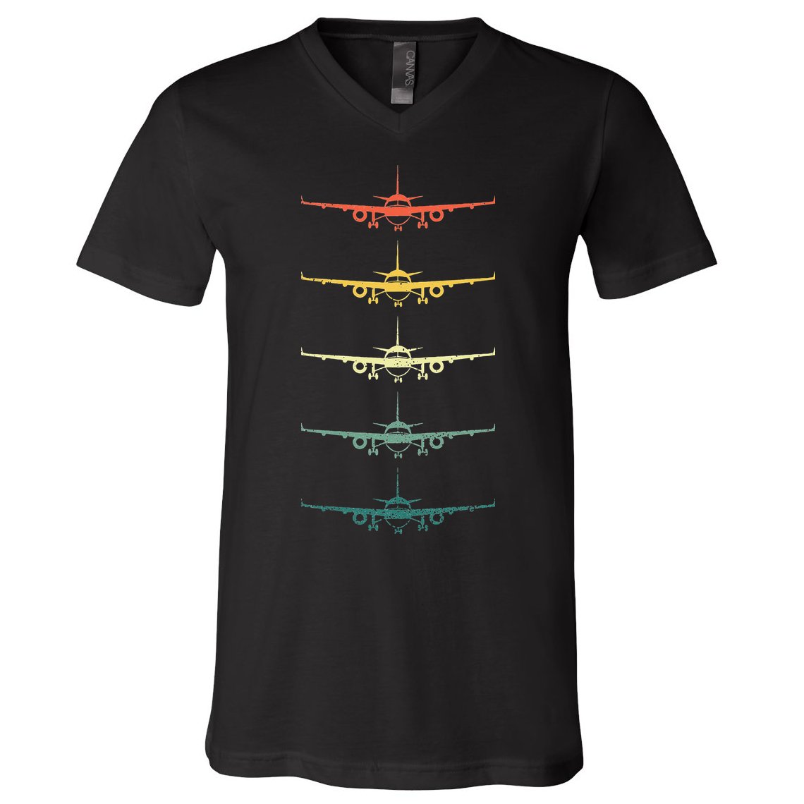 Airplane Pilot Flying Plane Vintage Aviation Graphic Pilots V-Neck T-Shirt