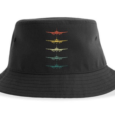 Airplane Pilot Flying Plane Vintage Aviation Graphic Pilots Sustainable Bucket Hat