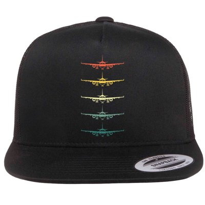 Airplane Pilot Flying Plane Vintage Aviation Graphic Pilots Flatbill Hat