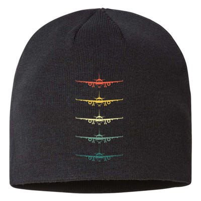 Airplane Pilot Flying Plane Vintage Aviation Graphic Pilots Sustainable Beanie