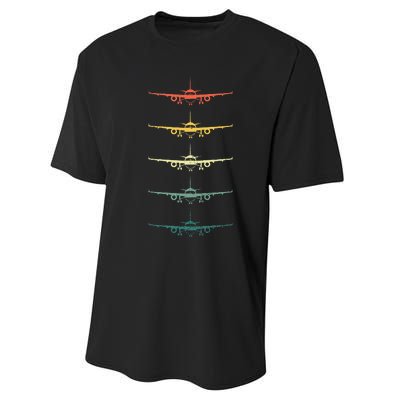 Airplane Pilot Flying Plane Vintage Aviation Graphic Pilots Performance Sprint T-Shirt