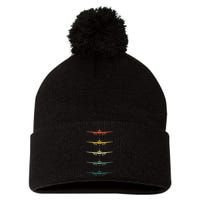 Airplane Pilot Flying Plane Vintage Aviation Graphic Pilots Pom Pom 12in Knit Beanie