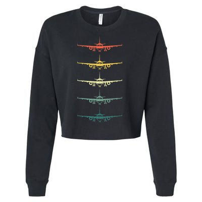 Airplane Pilot Flying Plane Vintage Aviation Graphic Pilots Cropped Pullover Crew