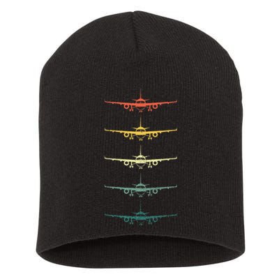 Airplane Pilot Flying Plane Vintage Aviation Graphic Pilots Short Acrylic Beanie