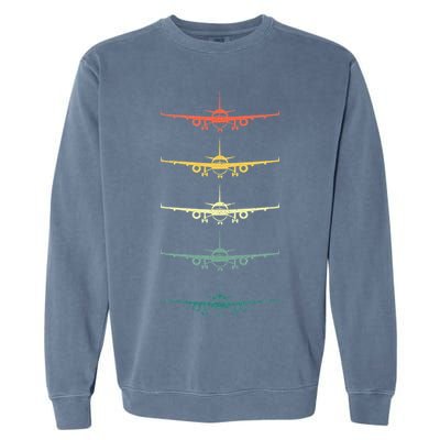 Airplane Pilot Flying Plane Vintage Aviation Graphic Pilots Garment-Dyed Sweatshirt