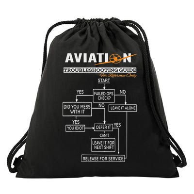Airplane Pilot Funny Pilot Troubleshooting Guide Drawstring Bag
