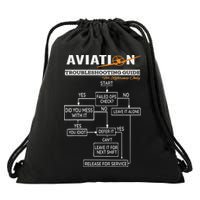 Airplane Pilot Funny Pilot Troubleshooting Guide Drawstring Bag
