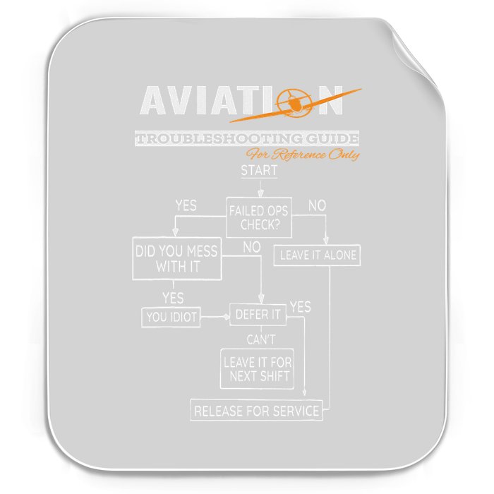 Airplane Pilot Funny Pilot Troubleshooting Guide Permanent Decal Sticker