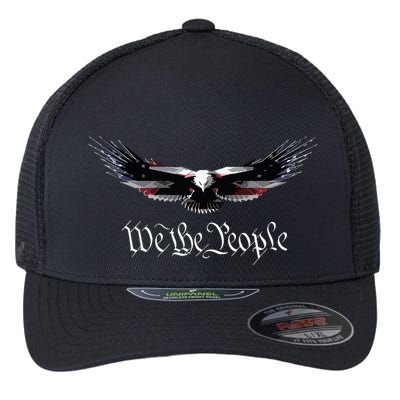 American Patriot Freedom Eagle Usa Flag Flexfit Unipanel Trucker Cap
