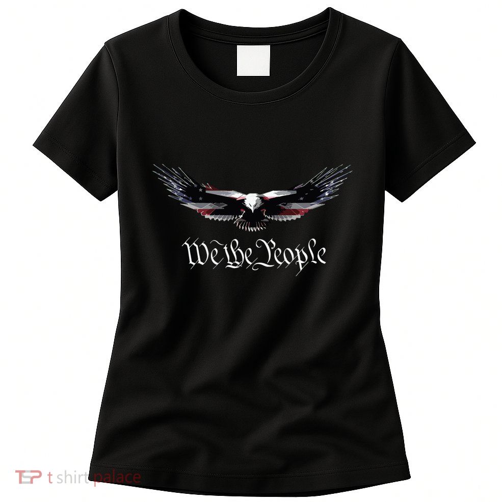 American Patriot Freedom Eagle Usa Flag Womens T-Shirt