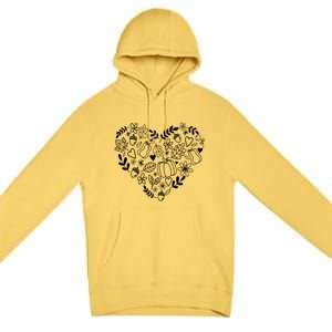 Autumn Pumpkin Fall Lover Heart Gift Premium Pullover Hoodie