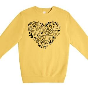 Autumn Pumpkin Fall Lover Heart Gift Premium Crewneck Sweatshirt