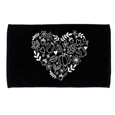 Autumn Pumpkin Fall Lover Heart Gift Microfiber Hand Towel