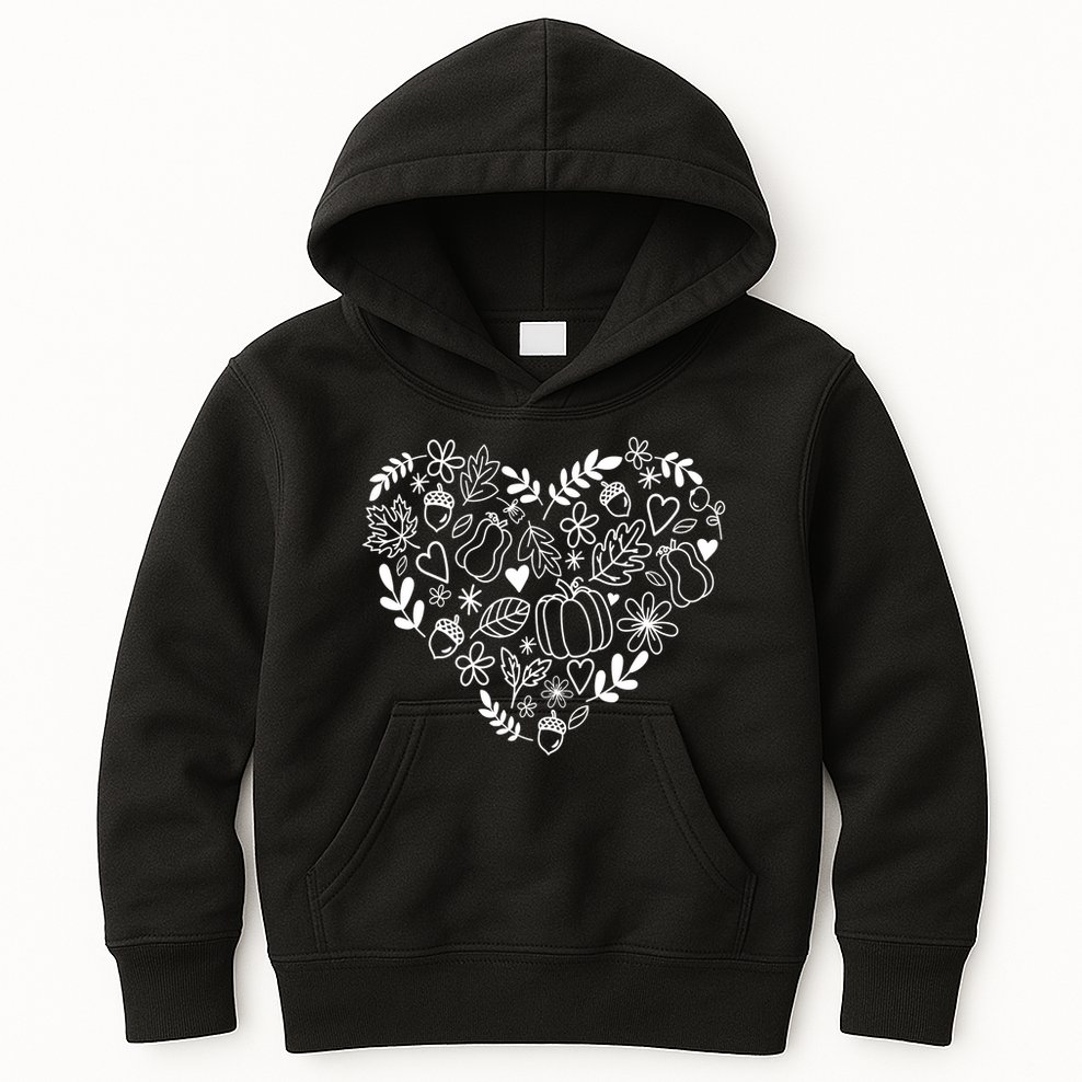 Autumn Pumpkin Fall Lover Heart Gift Kids Hoodie