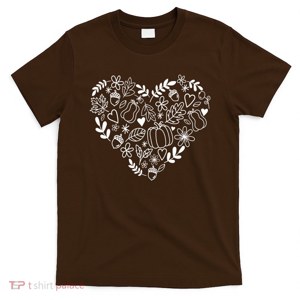 Autumn Pumpkin Fall Lover Heart Gift T-Shirt