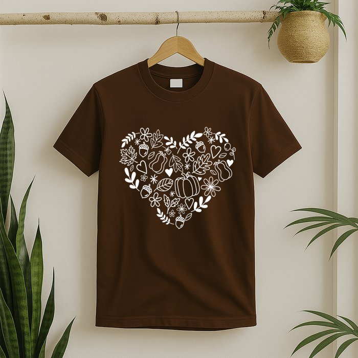 Autumn Pumpkin Fall Lover Heart Gift T-Shirt