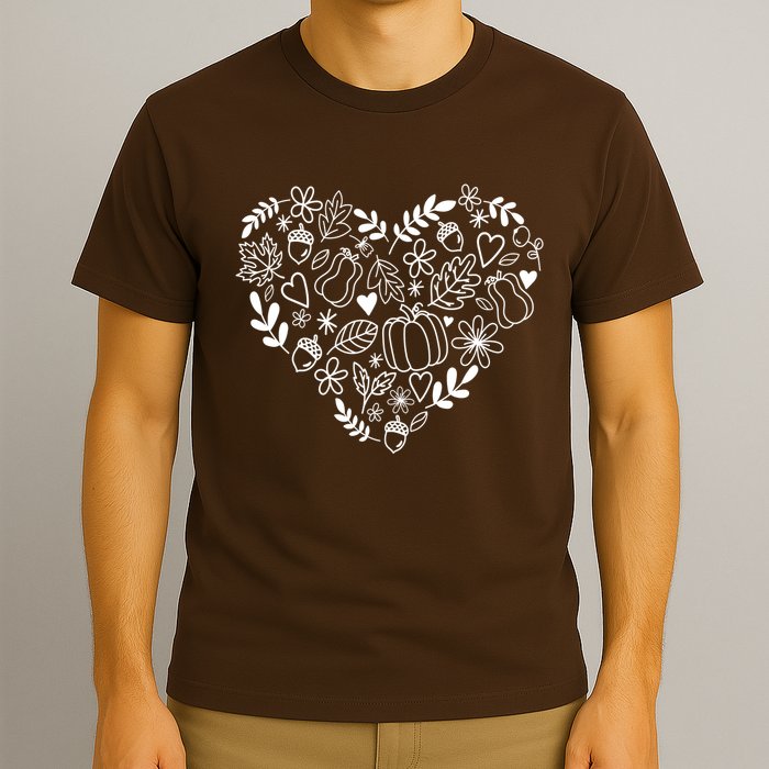 Autumn Pumpkin Fall Lover Heart Gift T-Shirt