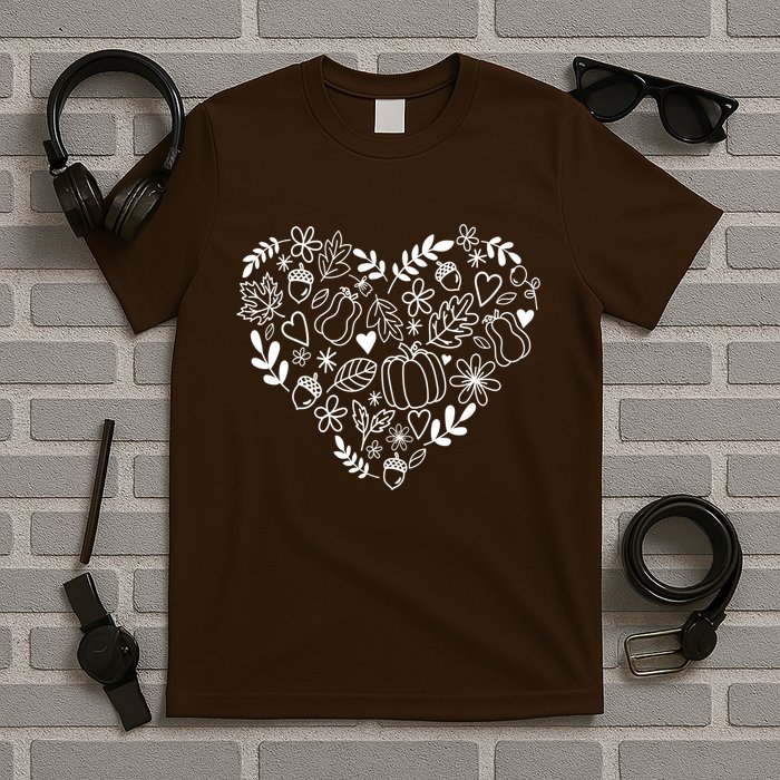 Autumn Pumpkin Fall Lover Heart Gift T-Shirt