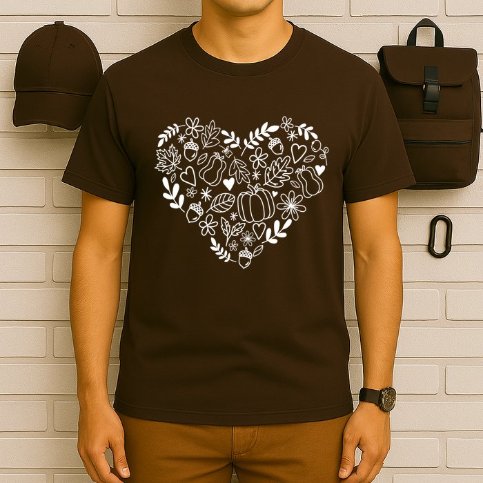 Autumn Pumpkin Fall Lover Heart Gift T-Shirt