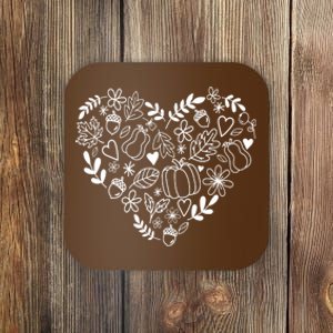 Autumn Pumpkin Fall Lover Heart Gift Coaster