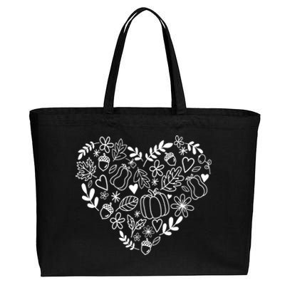 Autumn Pumpkin Fall Lover Heart Gift Cotton Canvas Jumbo Tote