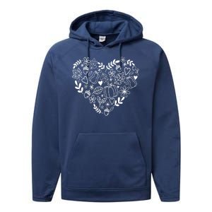 Autumn Pumpkin Fall Lover Heart Gift Performance Fleece Hoodie