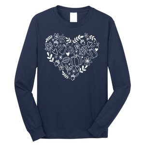 Autumn Pumpkin Fall Lover Heart Gift Long Sleeve Shirt