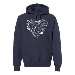 Autumn Pumpkin Fall Lover Heart Gift Premium Hoodie