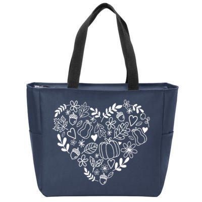 Autumn Pumpkin Fall Lover Heart Gift Zip Tote Bag