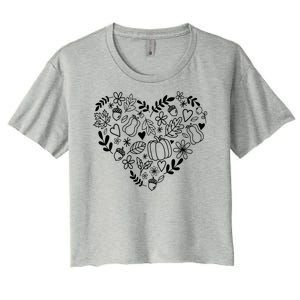 Autumn Pumpkin Fall Lover Heart Gift Women's Crop Top Tee