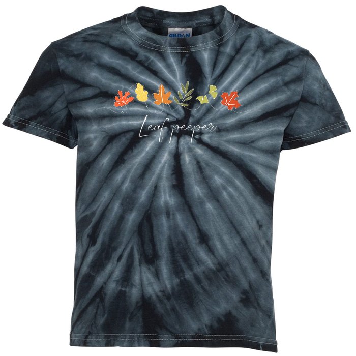 Autumn Peeping Fall Foliage Leaf Peeper Thanksgiving Kids Tie-Dye T-Shirt