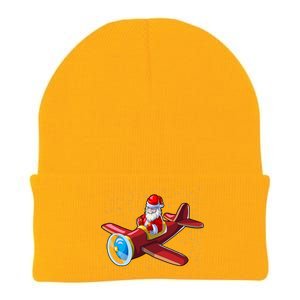 Airplane Pilot Funny Christmas Holidays Plane Santa Claus Cool Gift Knit Cap Winter Beanie