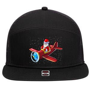 Airplane Pilot Funny Christmas Holidays Plane Santa Claus Cool Gift 7 Panel Mesh Trucker Snapback Hat