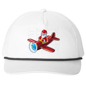 Airplane Pilot Funny Christmas Holidays Plane Santa Claus Cool Gift Snapback Five-Panel Rope Hat