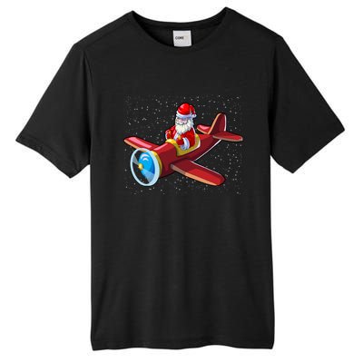 Airplane Pilot Funny Christmas Holidays Plane Santa Claus Cool Gift Tall Fusion ChromaSoft Performance T-Shirt