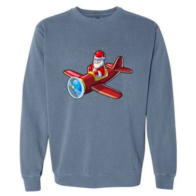 Airplane Pilot Funny Christmas Holidays Plane Santa Claus Cool Gift Garment-Dyed Sweatshirt