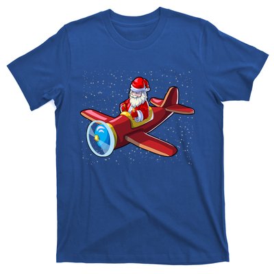 Airplane Pilot Funny Christmas Holidays Plane Santa Claus Cool Gift T-Shirt