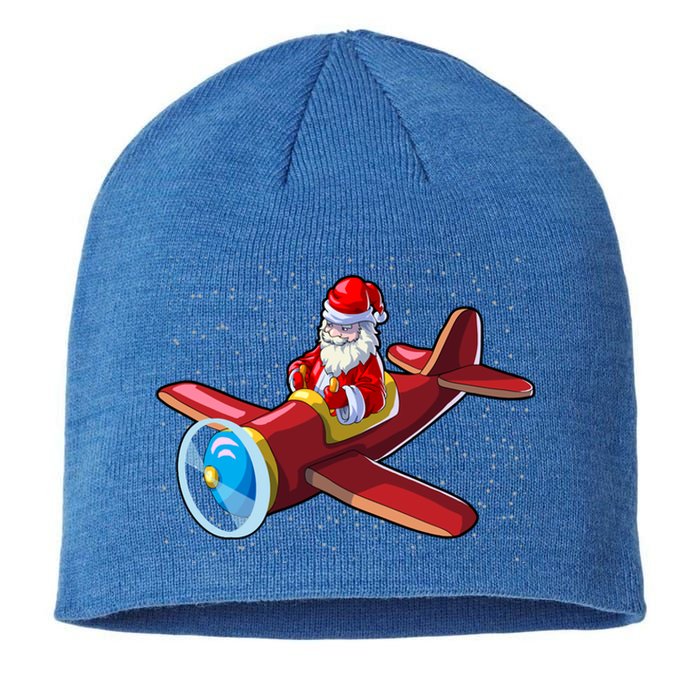 Airplane Pilot Funny Christmas Holidays Plane Santa Claus Cool Gift Sustainable Beanie