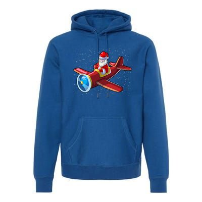 Airplane Pilot Funny Christmas Holidays Plane Santa Claus Cool Gift Premium Hoodie