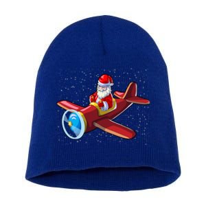 Airplane Pilot Funny Christmas Holidays Plane Santa Claus Cool Gift Short Acrylic Beanie