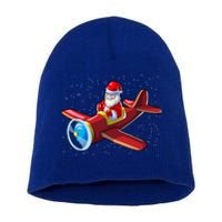 Airplane Pilot Funny Christmas Holidays Plane Santa Claus Cool Gift Short Acrylic Beanie