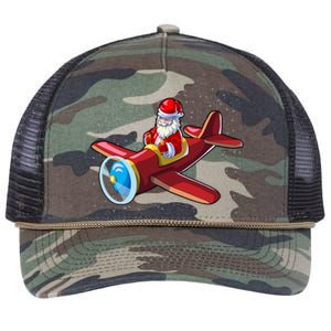 Airplane Pilot Funny Christmas Holidays Plane Santa Claus Cool Gift Retro Rope Trucker Hat Cap