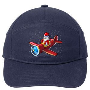 Airplane Pilot Funny Christmas Holidays Plane Santa Claus Cool Gift 7-Panel Snapback Hat