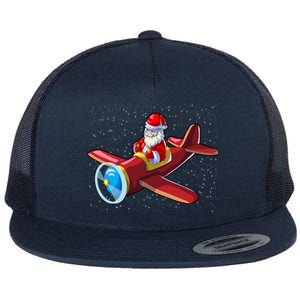 Airplane Pilot Funny Christmas Holidays Plane Santa Claus Cool Gift Flat Bill Trucker Hat