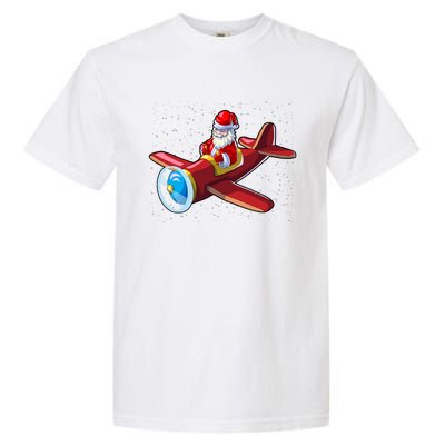 Airplane Pilot Funny Christmas Holidays Plane Santa Claus Cool Gift Garment-Dyed Heavyweight T-Shirt