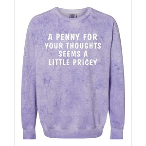 A Penny For Your Thoughts Funny Colorblast Crewneck Sweatshirt