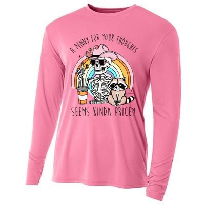 A Penny For Your Thoughts Seems Kinda Pricey Funny Raccoon Cooling Performance Long Sleeve Crew